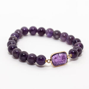 Pulsera de Amatista con dije de la misma piedra