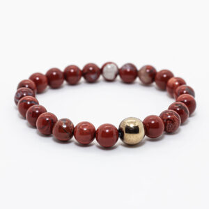 Pulsera de Jaspe rojo y Hematita dorada