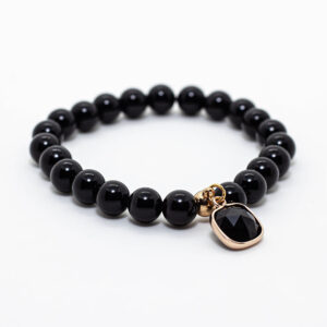 Pulsera de Ónix negro con dije de la misma piedra