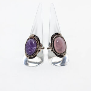 Anillos con gema (Amatista / Cuarzo rosa)