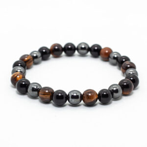 Pulsera de Ónix, Hematita y Ojo de tigre marrón