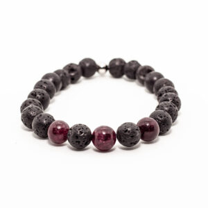 Pulsera de Granate y Piedra volcánica negra