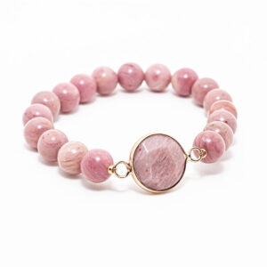 Pulsera de Rodonita con dije de la misma piedra