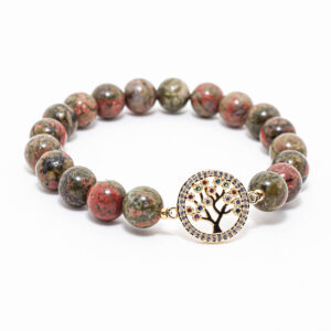 Pulsera de Ojo de tigre multicolor con dije de árbol de la vida (copia)