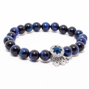 Pulsera de Ojo de tigre azul con dije de Circones