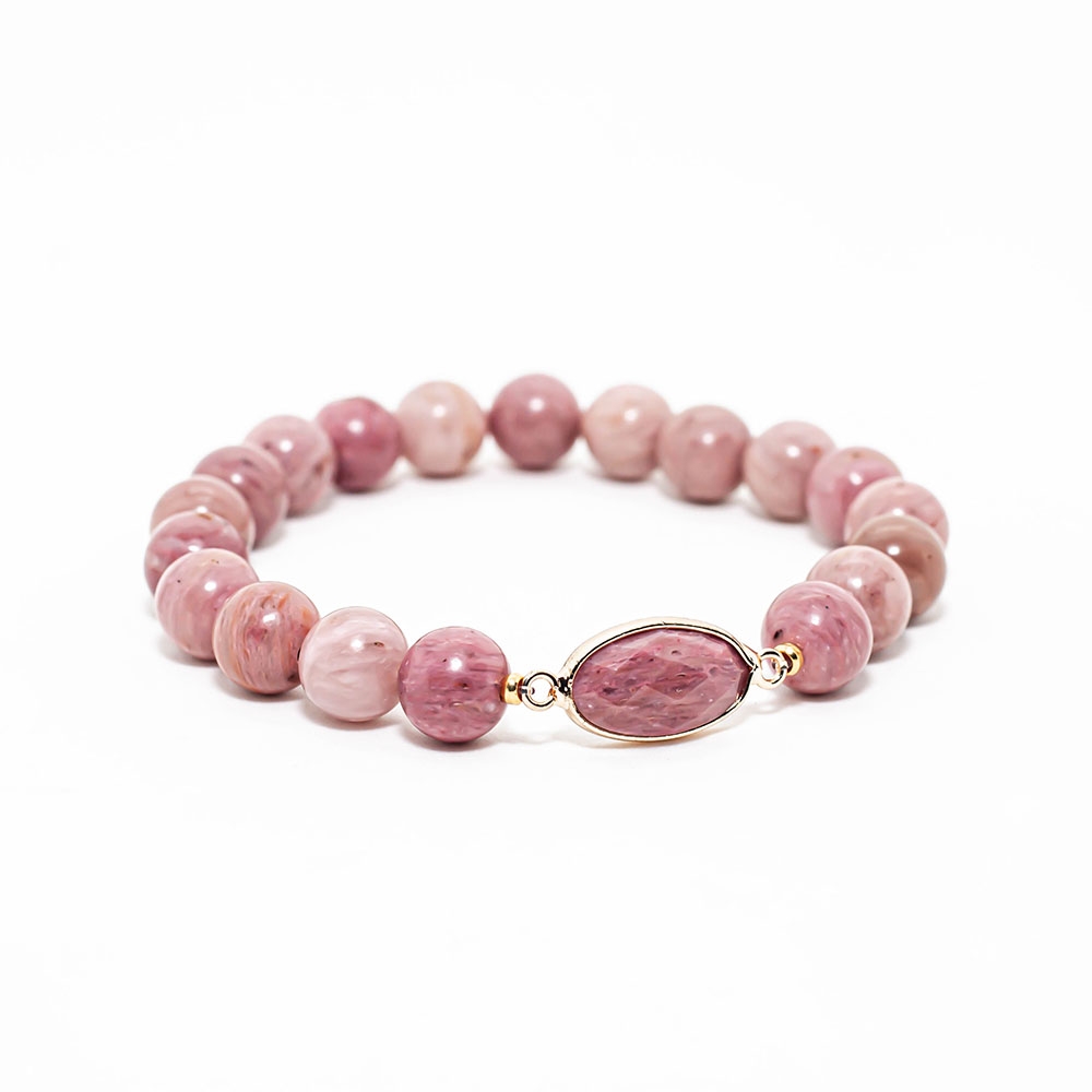Pulsera de Rodonita con dije de la misma piedra