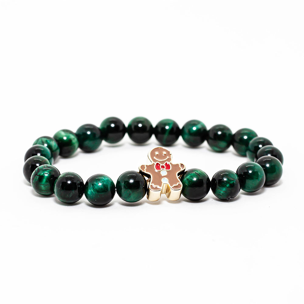 Pulsera de navideña de Ojo de tigre verde